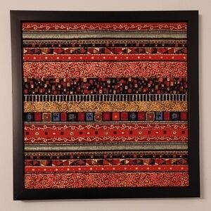 Hand Crafted Red and Gold Fiber Art